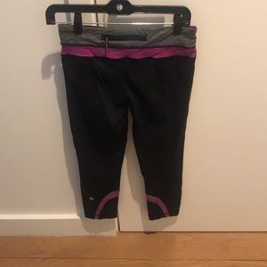 Lululemon Cropped Leggings with Purple Detail